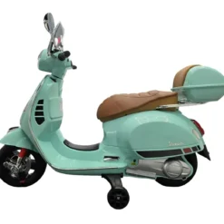 Scooter Elettrico per Bambini Vespa GT 12V Verde Sedile in Pelle Luci