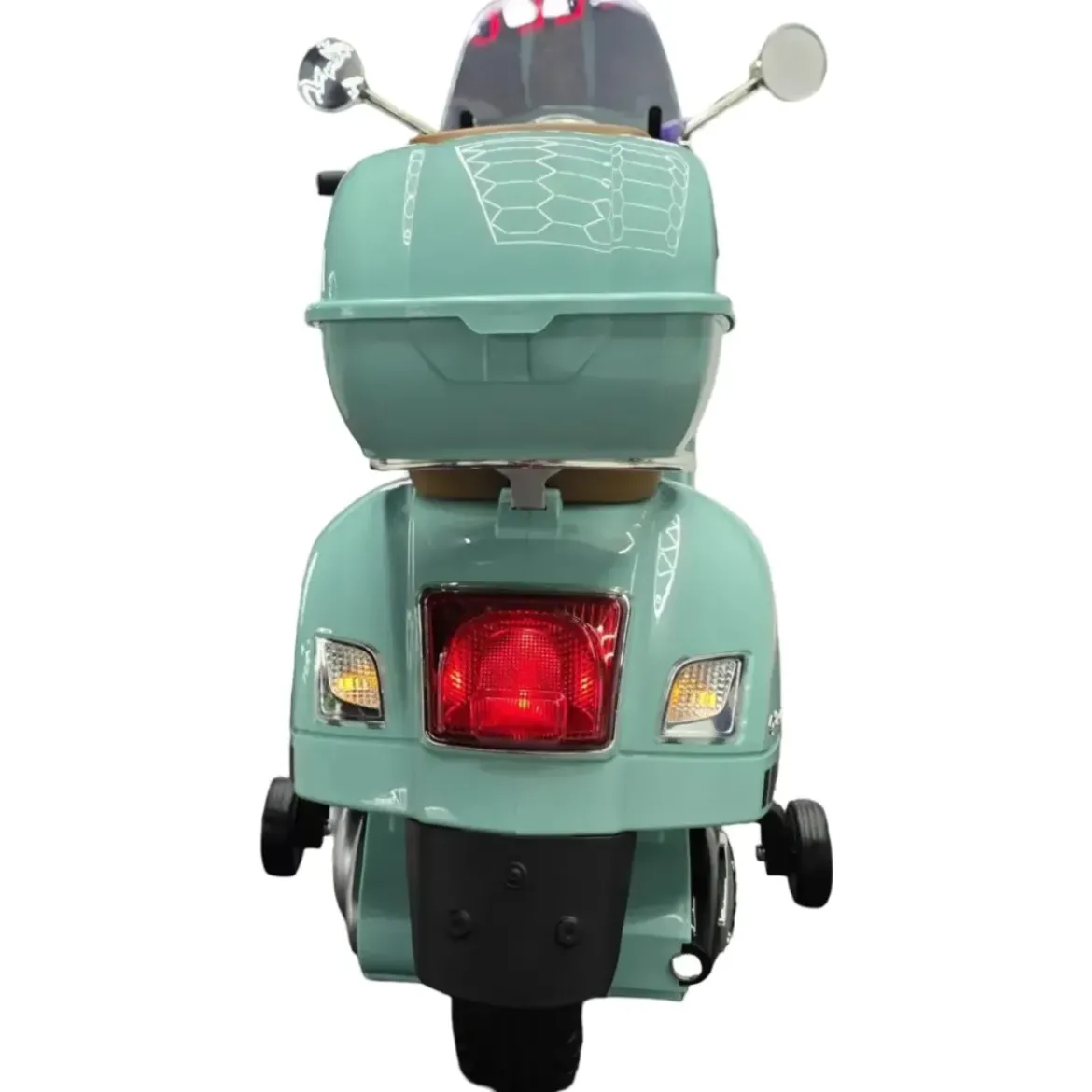 Scooter Elettrico per Bambini Vespa GT 12V Verde Sedile in Pelle Luci