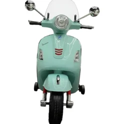 Scooter Elettrico per Bambini Vespa GT 12V Verde Sedile in Pelle Luci