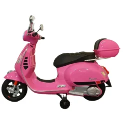 Scooter Elettrico per Bambini Vespa GT 12V Rosa Sedile in Pelle Luci
