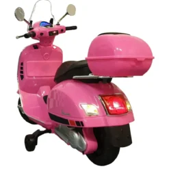 Scooter Elettrico per Bambini Vespa GT 12V Rosa Sedile in Pelle Luci