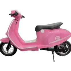 Scooter Elettrico per Bambini Rosa 24V Sedile Pelle e Ruote Pneumatiche