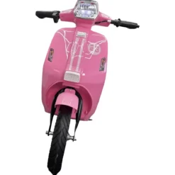 Scooter Elettrico per Bambini Rosa 24V Sedile Pelle e Ruote Pneumatiche