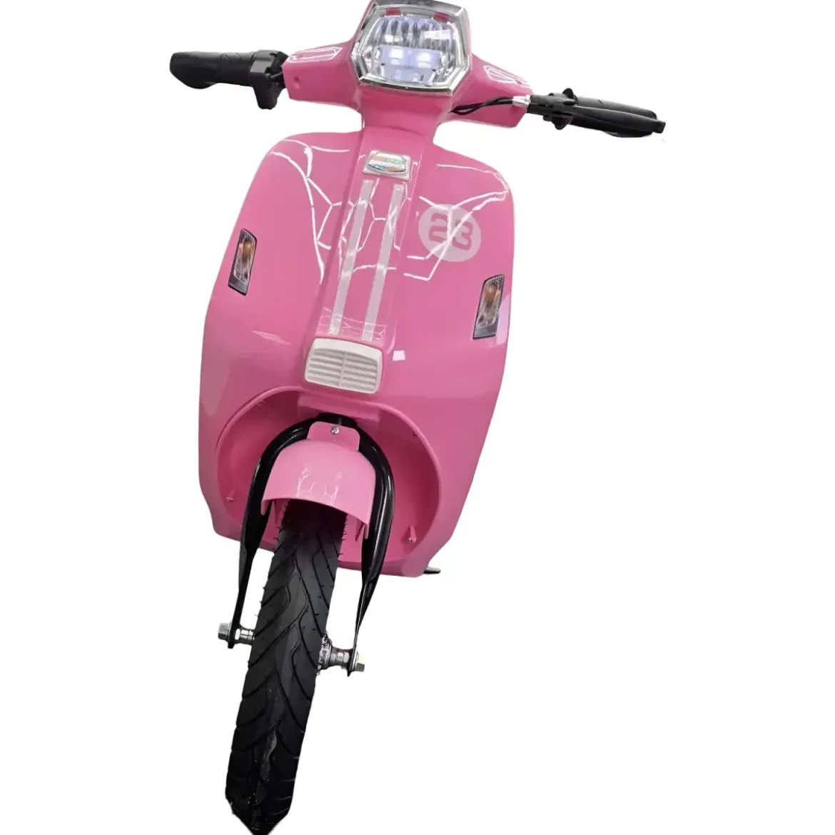 Scooter Elettrico per Bambini Rosa 24V Sedile Pelle e Ruote Pneumatiche