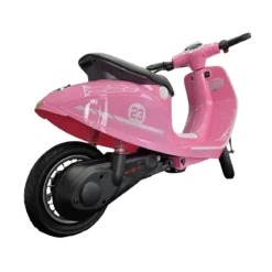 Scooter Elettrico per Bambini Rosa 24V Sedile Pelle e Ruote Pneumatiche
