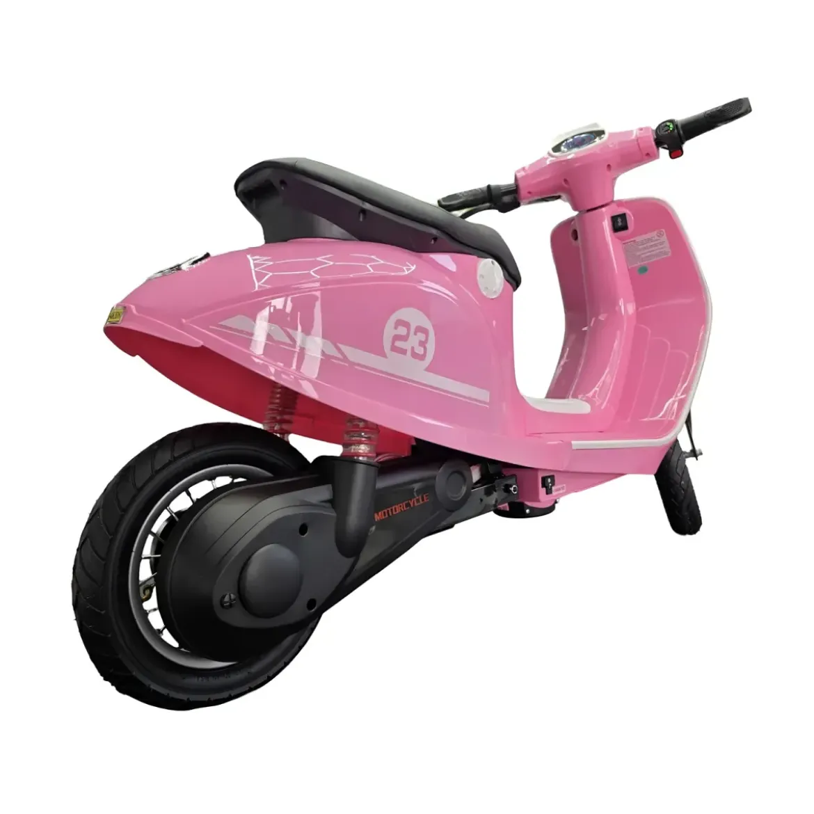 Scooter Elettrico per Bambini Rosa 24V Sedile Pelle e Ruote Pneumatiche