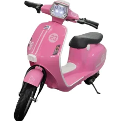 Scooter Elettrico per Bambini Rosa 24V Sedile Pelle e Ruote Pneumatiche