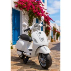 Scooter Elettrico per Bambini Happy Bianco Doppia Velocità e MP3