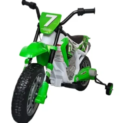 Scooter Motorino Elettrico per Bambini a Batteria 12 Volt Verde Moto da Cross