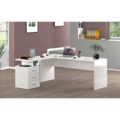 Scrivania Angolare Cassettiera Bianco Moderno Grande da Ufficio Cameretta