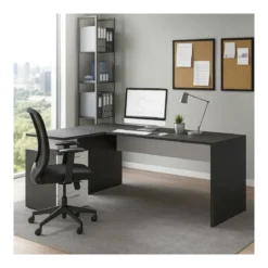 Scrivania Angolare Ufficio 180x160 cm con 3 Cassetti Bianco Grigio