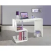 Scrivania Bianca Laccata Lucida 100 cm con Ripiani Libreria