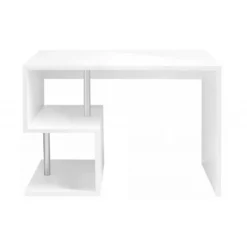 Scrivania Bianca Laccata Lucida 100 cm con Ripiani Libreria