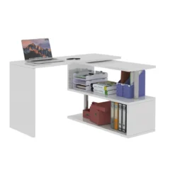 Scrivania Bianco Girevole con Ripiani Libreria Salvaspazio Ufficio Studio