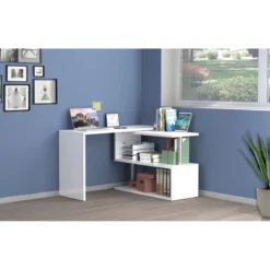 Scrivania Bianco Girevole con Ripiani Libreria Salvaspazio Ufficio Studio