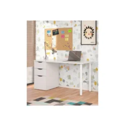 Scrivania Bianco 140x60 Cassetti Cassettiera Porta Pc Computer da Ufficio Camera