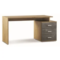 Scrivania 155 cm Noce Nero con Cassettiera in Legno Ufficio Cameretta