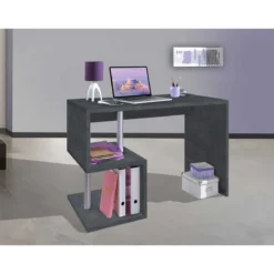 Scrivania con Ripiani Libreria Grigio 100 cm Ufficio Studio