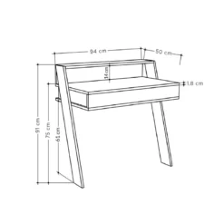 Scrivania da Parete Antracite 94x50 cm per Ufficio Coworking Bordi PVC