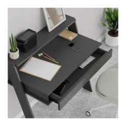 Scrivania da Parete Antracite 94x50 cm per Ufficio Coworking Bordi PVC