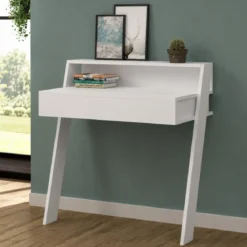 Scrivania da Parete con Cassetto Bianco Salvaspazio per Studio Ufficio