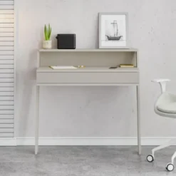 Scrivania da Parete con Cassetto Beige Cashmere Salvaspazio per Studio