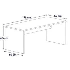 Scrivania da Ufficio Design Direzionale in Legno 178x69x74,5 cm