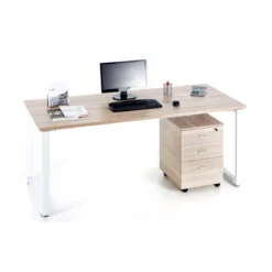 Scrivania Grande Moderna Rovere 180 Portapc Computer Bimbi Tavolo in Legno Ferro
