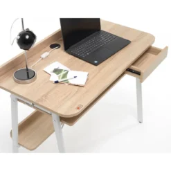 Scrivania in Legno con Cassetto Rovere Porta PC Salvaspazio Scrittoio