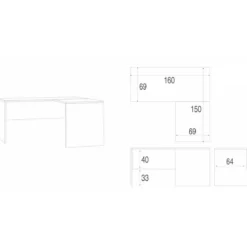 Scrivania Legno 160x150 cm ad Angolo Bianco Moderna da Ufficio Studio