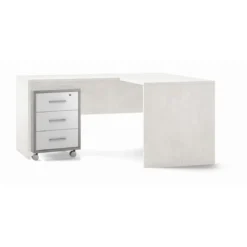 Scrivania Legno 160x150 cm ad Angolo Bianco Moderna da Ufficio Studio