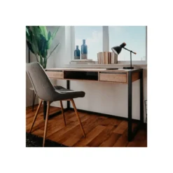 Scrivania Moderna Antracite da Ufficio in Legno e Ferro