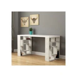 Scrivania Moderna con Libreria Ripiani Scaffali Tavolo Porta PC per Ufficio Sala