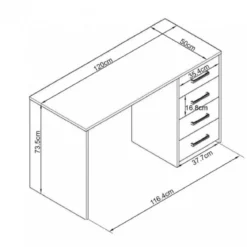 Scrivania Porta Pc per Ufficio Cameretta con Cassettiera in Legno Olmo