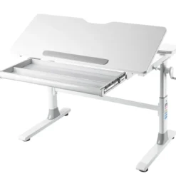 Scrivania Regolabile 100x60 cm con Piano Disegno Inclinabile Cassetto