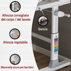 Scrivania Regolabile 100x60 cm con Piano Disegno Inclinabile Cassetto