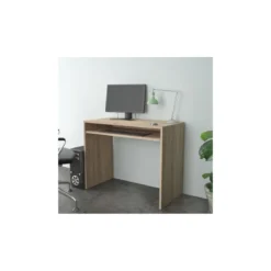 Scrivania 90 Rovere Porta Pc Salvaspazio con Ripiano Estraibile Ufficio Consolle