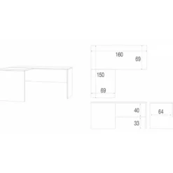 Scrivania 160x150 Legno Angolare Sinistra Noce Moderna Ufficio Studio