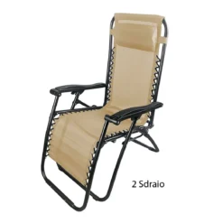 2 Sdraio Beige Basculante Reclinabile da Giardino Esterno Poltrona Poggiapiedi