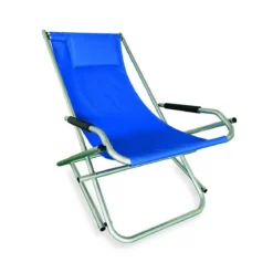 Sdraio Blu Basculante Pieghevole in Alluminio Sedia Poltrona da Mare Giardino