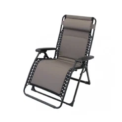 Sdraio Comfort da Esterno con Braccioli Basculante Grigio/Nero Spiaggia