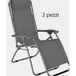 2 Sdraio Esterno Reclinabile Giardino Grigio Scuro Poltrona con Cuscino