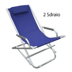 2 Sdraio Pieghevole in Alluminio Blu Sedia Prendisole Poltrona da Mare Giardino