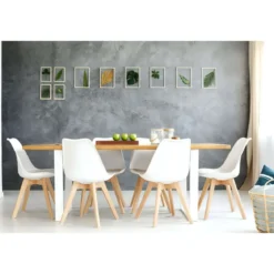 Sedia Bianca Cucina Sala da Pranzo Studio Gambe in Legno Moderna