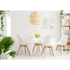 Sedia Bianca Cucina Sala da Pranzo Studio Gambe in Legno Moderna