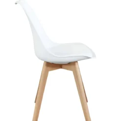 Sedia Bianca Cucina Sala da Pranzo Studio Gambe in Legno Moderna
