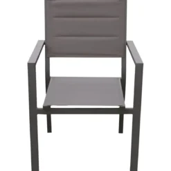 Sedia con Braccioli da Esterno Antracite Struttura Alluminio Textilene