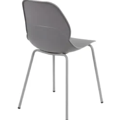 Sedia Cucina Moderna in Plastica Grigio con Gambe in Metallo Grigio