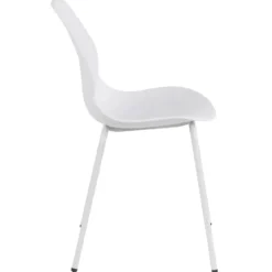 Sedia Cucina Moderna in Plastica Bianco con Gambe in Metallo Bianco