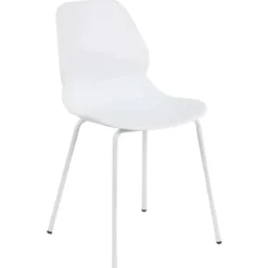 Sedia Cucina Moderna in Plastica Bianco con Gambe in Metallo Bianco